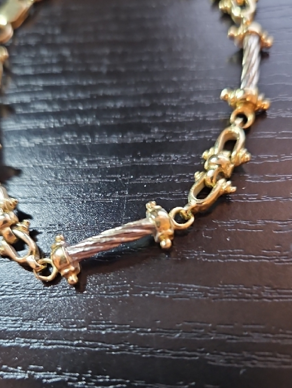 14kt Gold Two-Tone Women's Bracelet - Elegant Cable Link - Picture 2 of 6